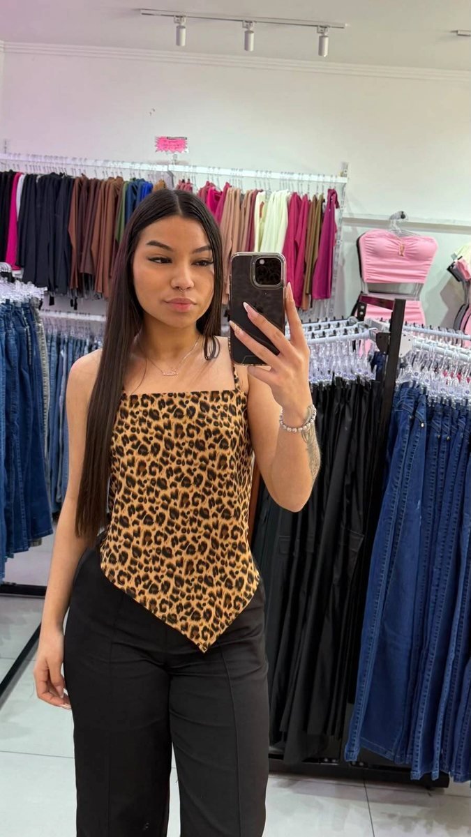 Cropped Lenço Triangulo SKU Estampado Onçinha 357