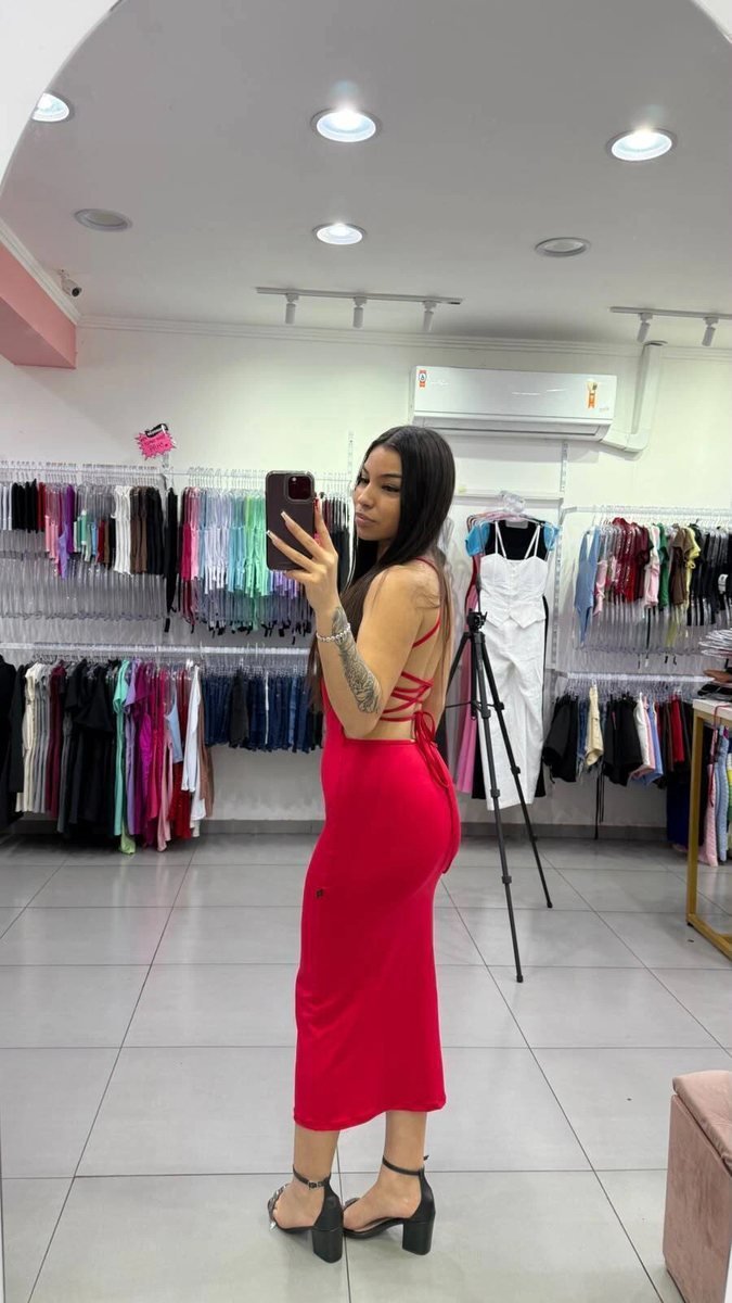 Vestido Pamela Longo E Costas Ajustaveis Vermelho, foto 2