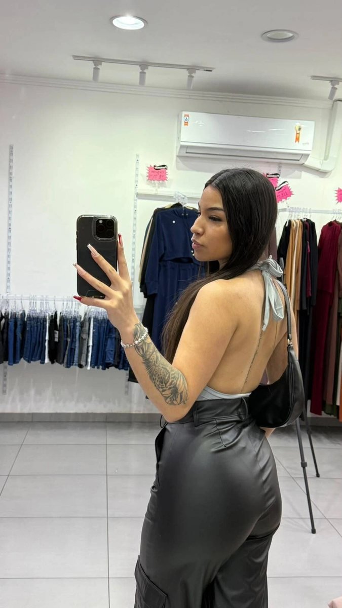 Body Poliamida Amarração Twist Glamour Cinza, foto 2