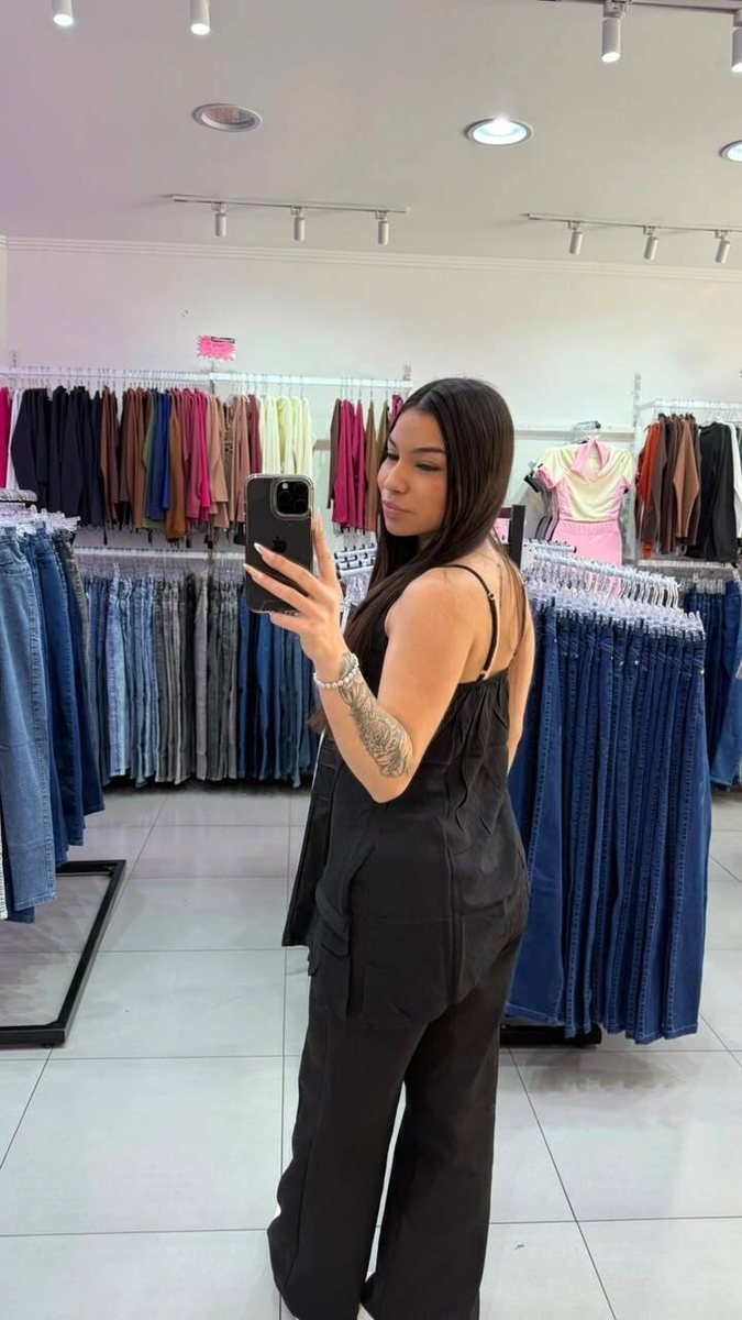 Blusa Alça Fina Babado Elegance Preto, foto 2
