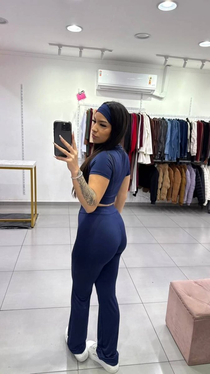 Conjunto Suplex Manga Curta Com Ziper e Faixa Azul Marinho, foto 2