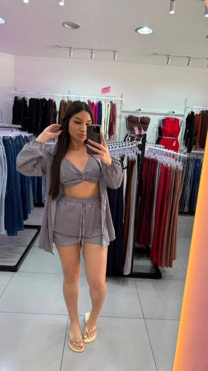 Conjunto Listrado 3 Peças Preto Com Branco