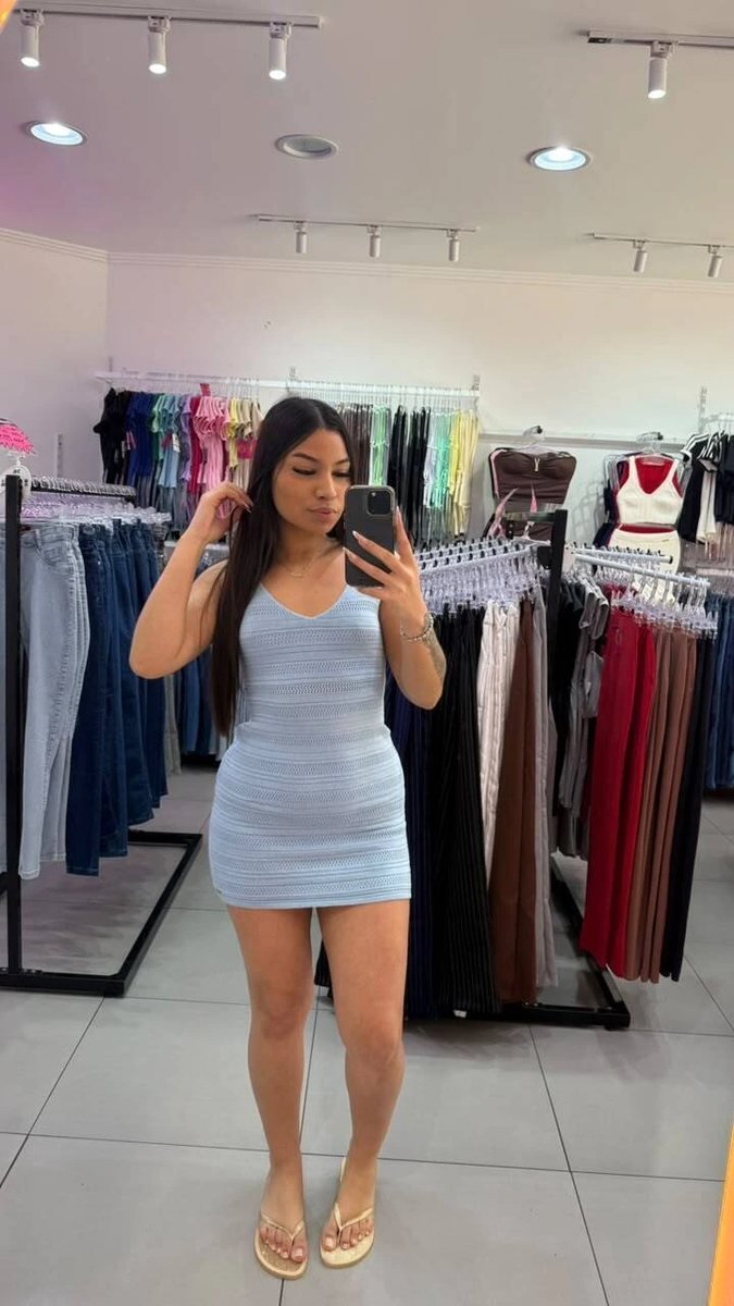 Vestido Luxxo De Alcinha Em Tricô Azul Claro
