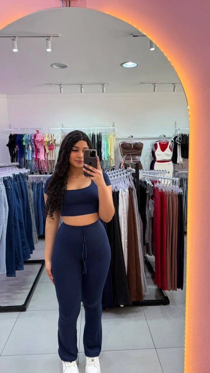 Conjunto Poliamida Gola Quadrada Com Calça Fler azul