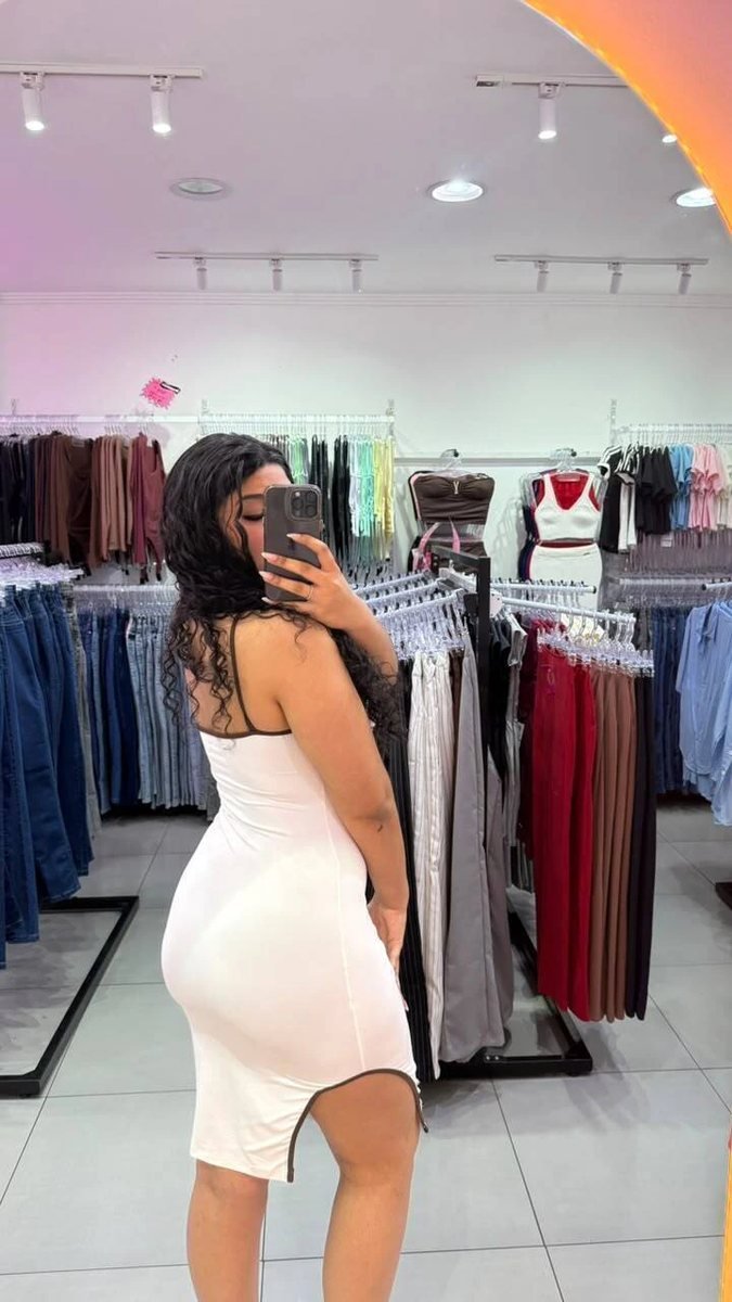 Vestido Luxxo Em Poliamida Mid Com Alcinha e Detalhe Na Costura Preto Com Branco, foto 2