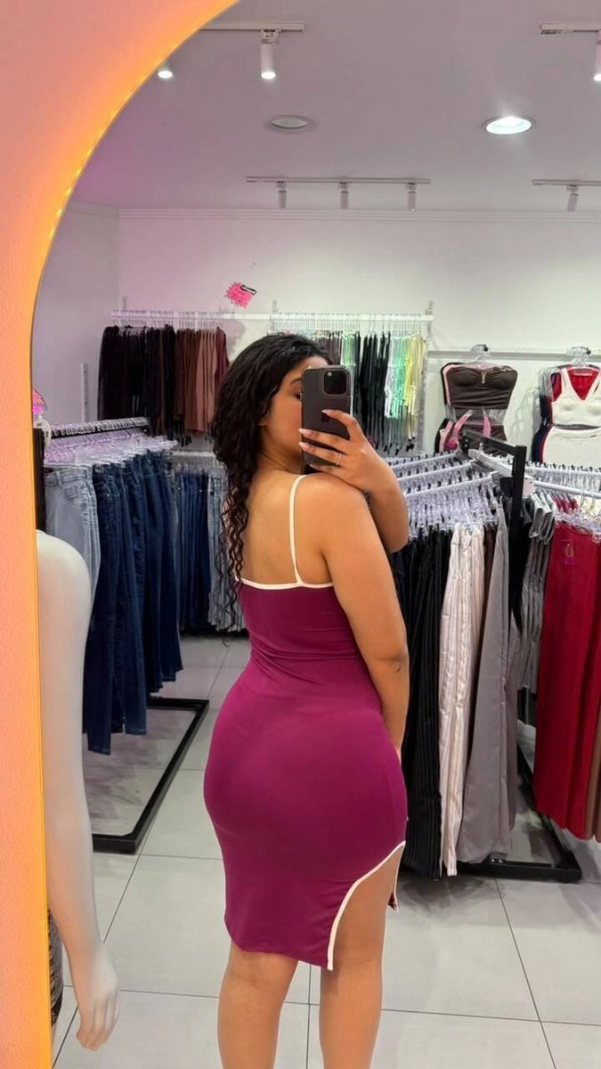 Vestido Luxxo Em Poliamida Mid Com Alcinha e Detalhe Na Costura Branco Com Vinho, foto 2
