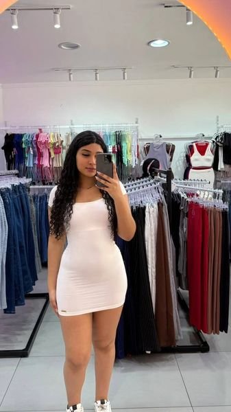 Vestido Luxxo Gola Quadrada Curto Com Bojo Branco