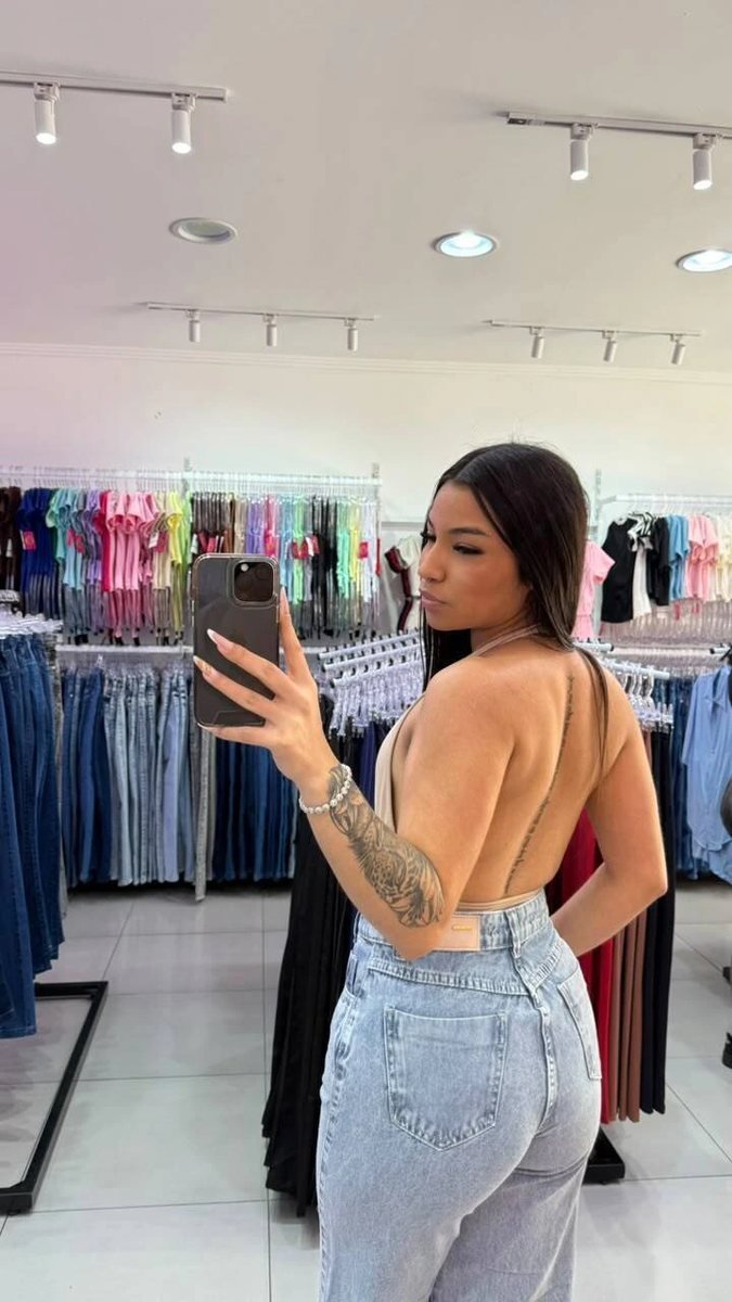 Body Poliamida Decotado No Seios Bege, foto 2
