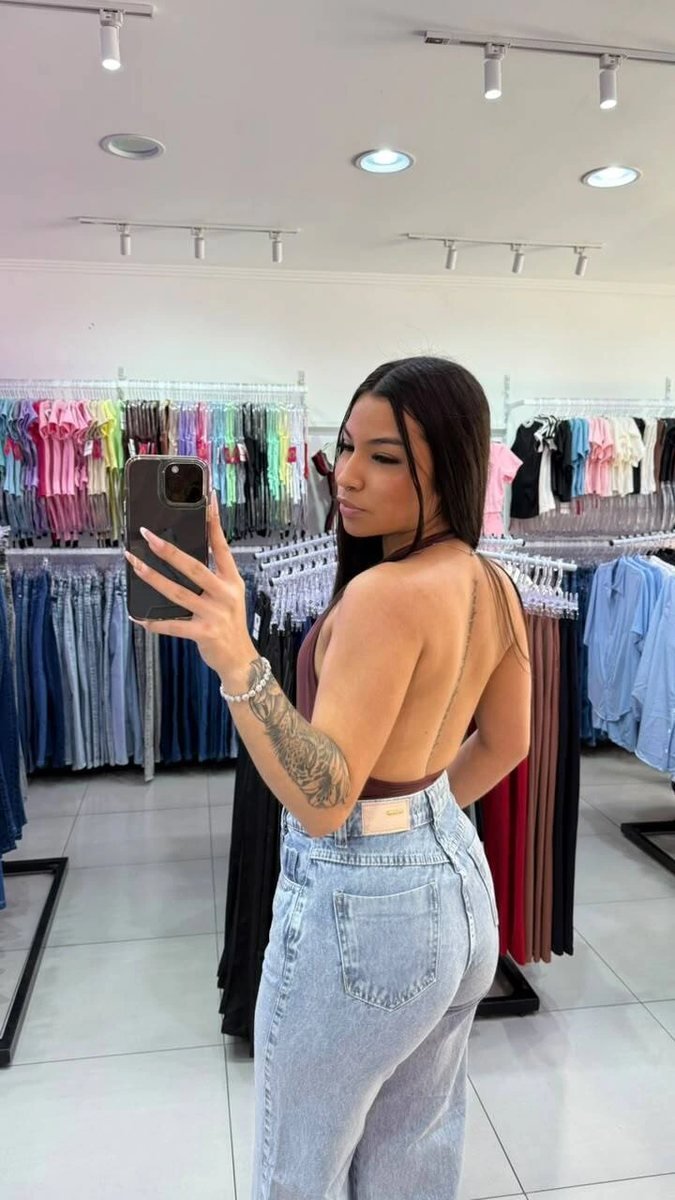 Body Poliamida Decotado No Seios Marrom, foto 2