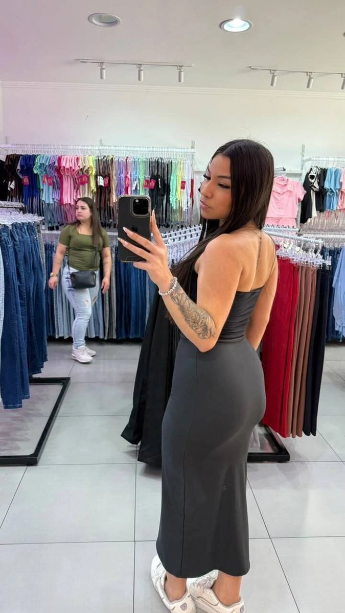 Conjunto Saia Longa Com Top Faixa De Suplex Preto, foto 2