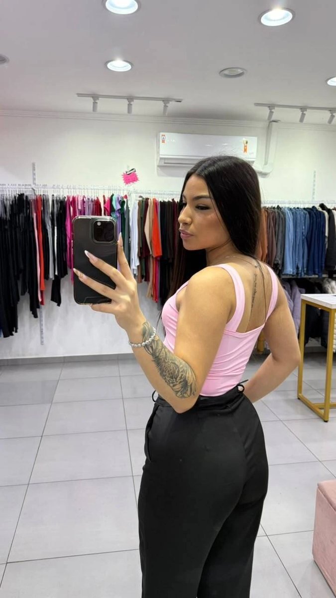 Cropped Poliamida Alcinha Com Recorte Na Barriga Gola Quadrada Rosa Claro, foto 2