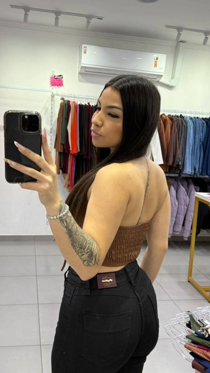Corset de Courino Decote em V Trançado na Frente Caramelo, foto 2