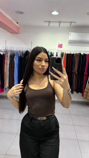 Cropped Alcinha Fina Marrom