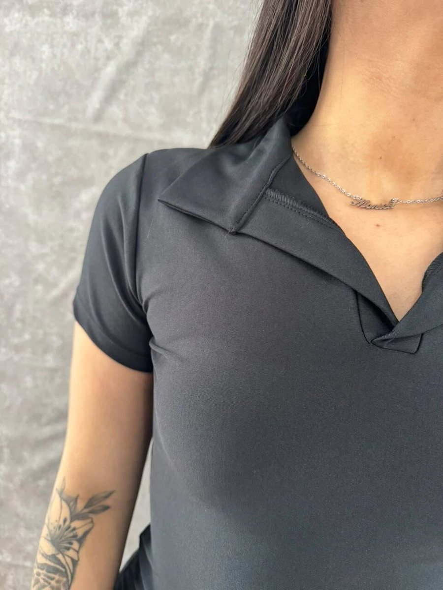 Blusa Gola Polo Em Suplex Preta, foto 2
