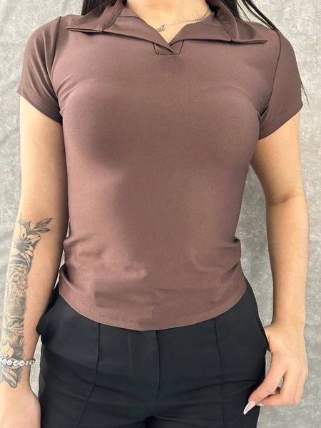 Blusa Gola Polo Em Suplex Marrom