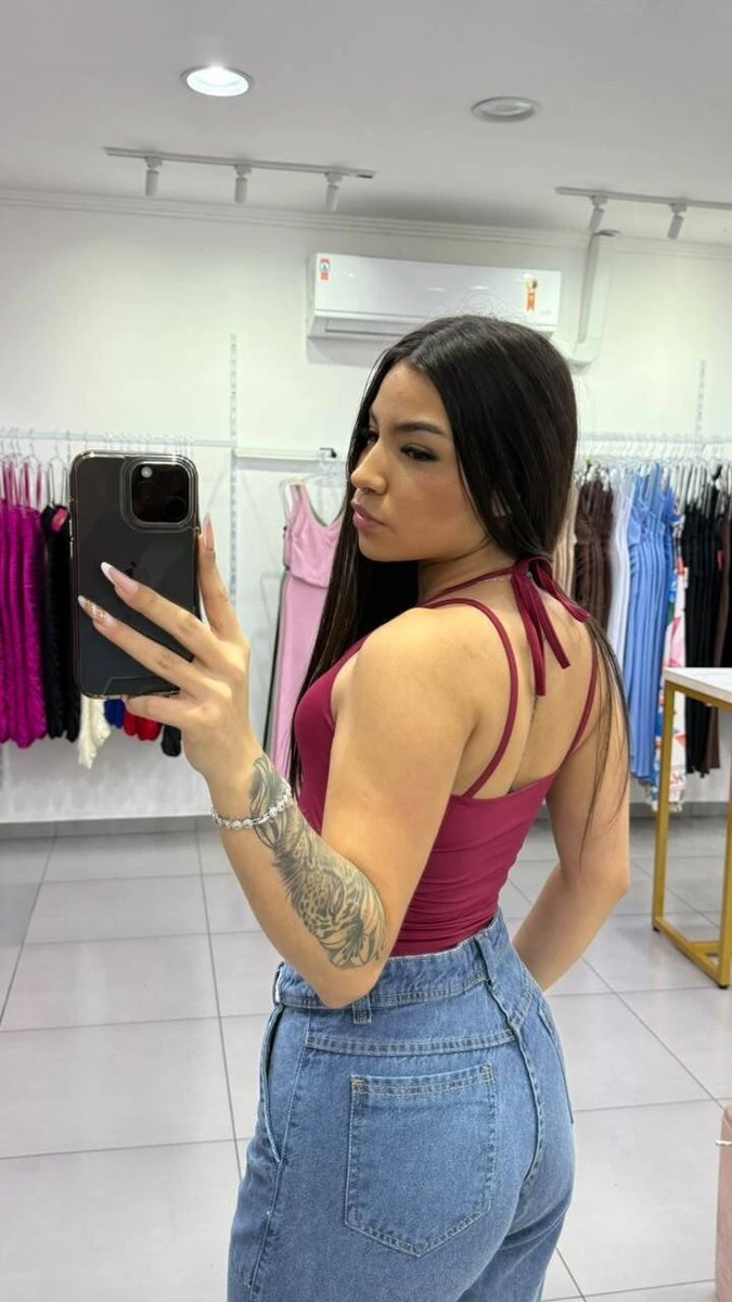 Cropped Poliamida Com Alcinha e Amarração Bordo, foto 2
