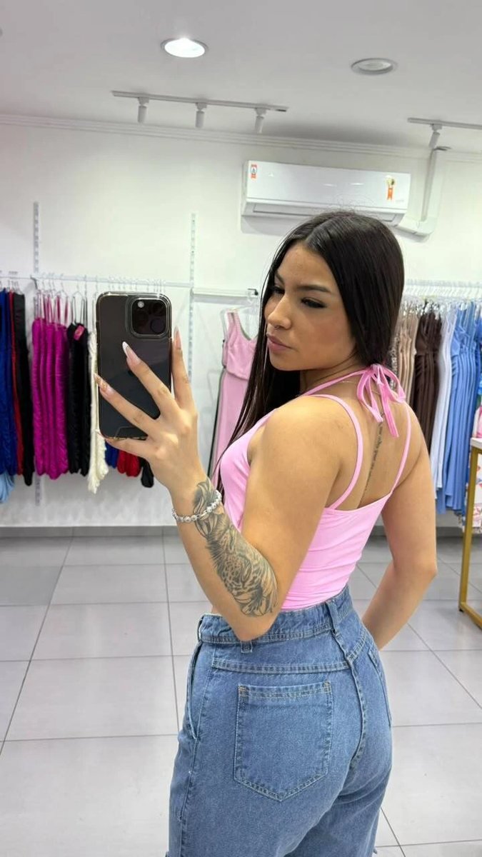 Cropped Poliamida Com Alcinha e Amarração Rosa, foto 2