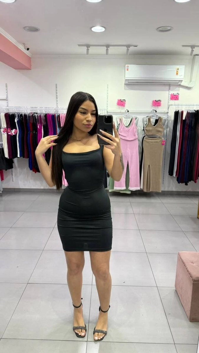 Vestido Em suplex Costas Trançadas PRETO