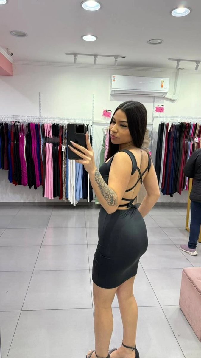 Vestido Em suplex Costas Trançadas PRETO, foto 2
