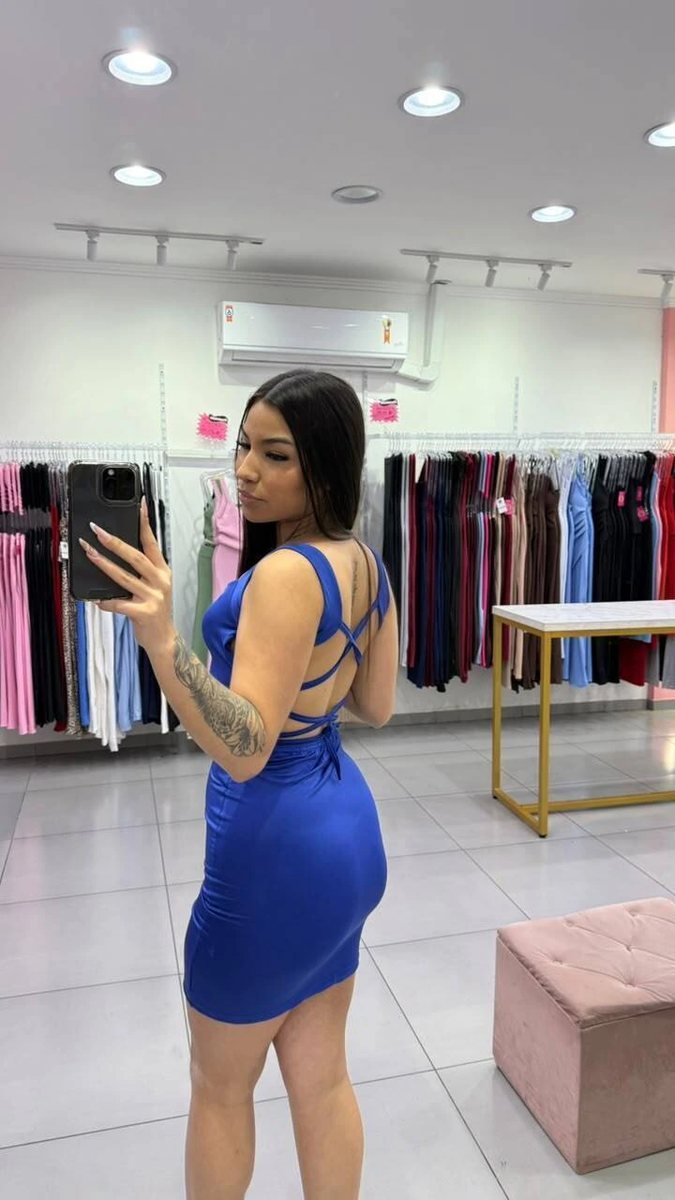 Vestido Em Suplex Costas Trançadas AZUL, foto 2
