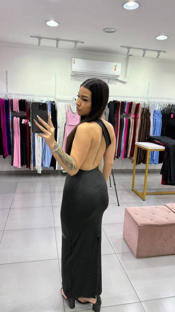 Vestido Suplex Frente Única E Fenda Atras PRETO, foto 2