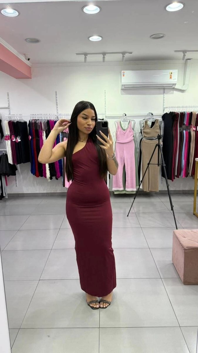 Vestido Suplex Frente Única E Fenda Atras BORDO