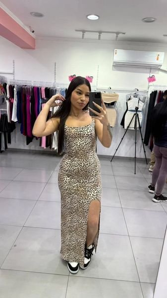 Vestido Longo Suplex Trançado Nas Costas, Levanta Bumbum e Com Fenda Oncinha