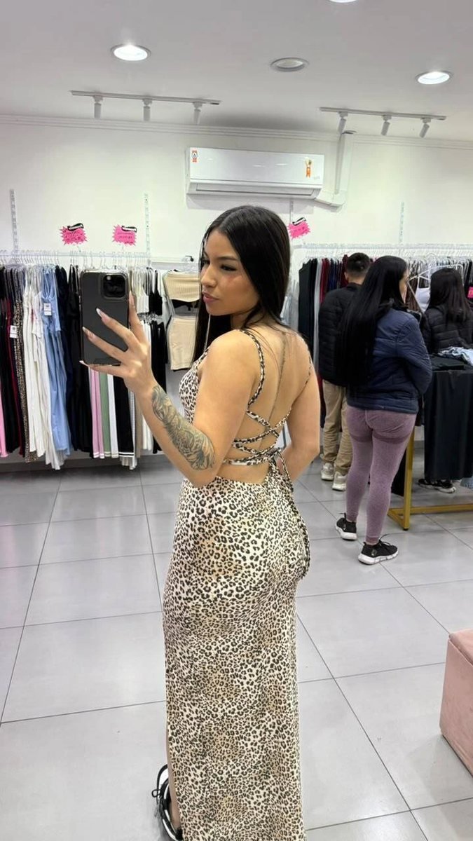 Vestido Longo Suplex Trançado Nas Costas, Levanta Bumbum e Com Fenda Oncinha, foto 2