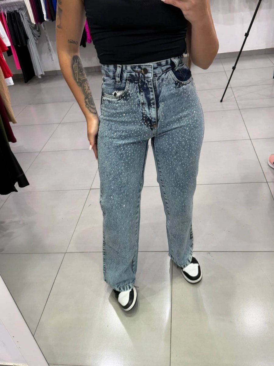 Wide leg Clara Marmorizada Com Brilhos