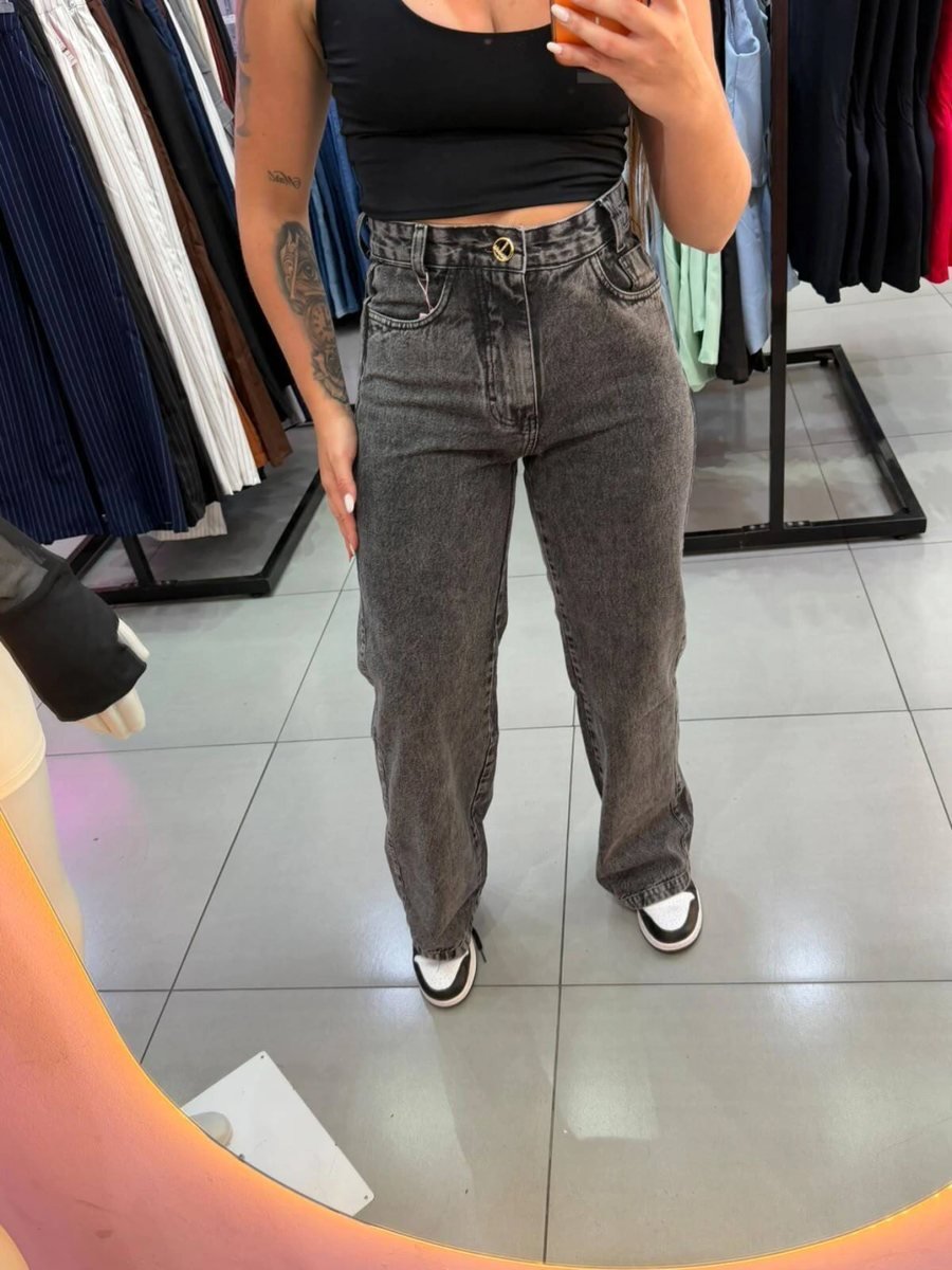 Calça Wide Leg Grafide Botão Dourado