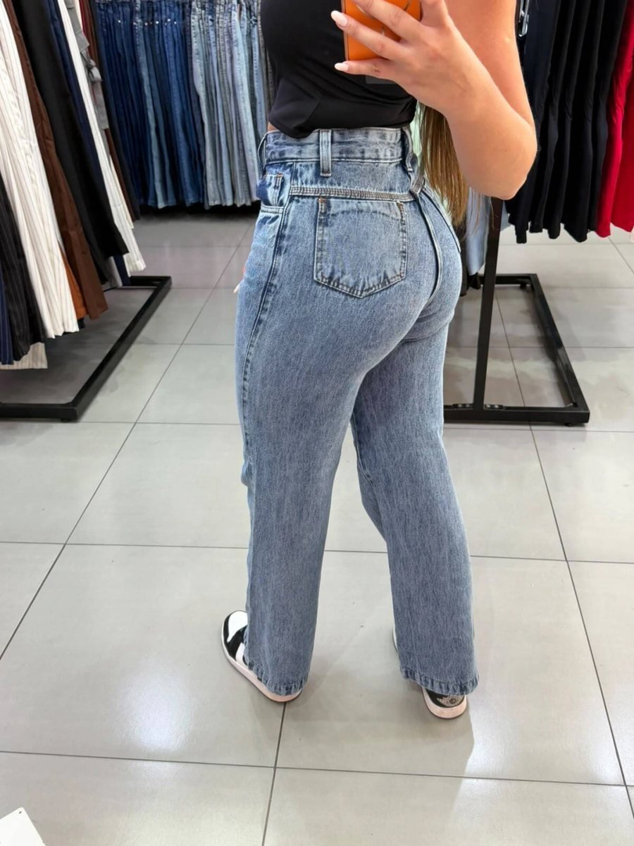 Calça Wide Leg Jeans Azul, foto 2