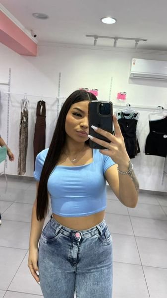 Cropped Suplex Gola Quadrada Sem Bojo Azul