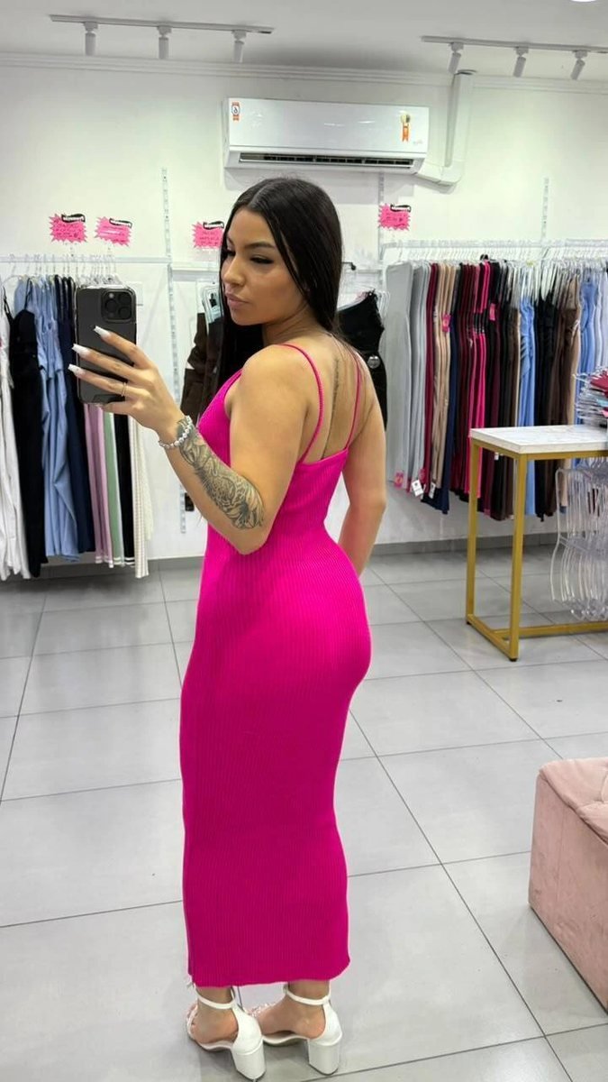 Vestido Modal Com Decote em V Com Alciha Rosa Forte, foto 2