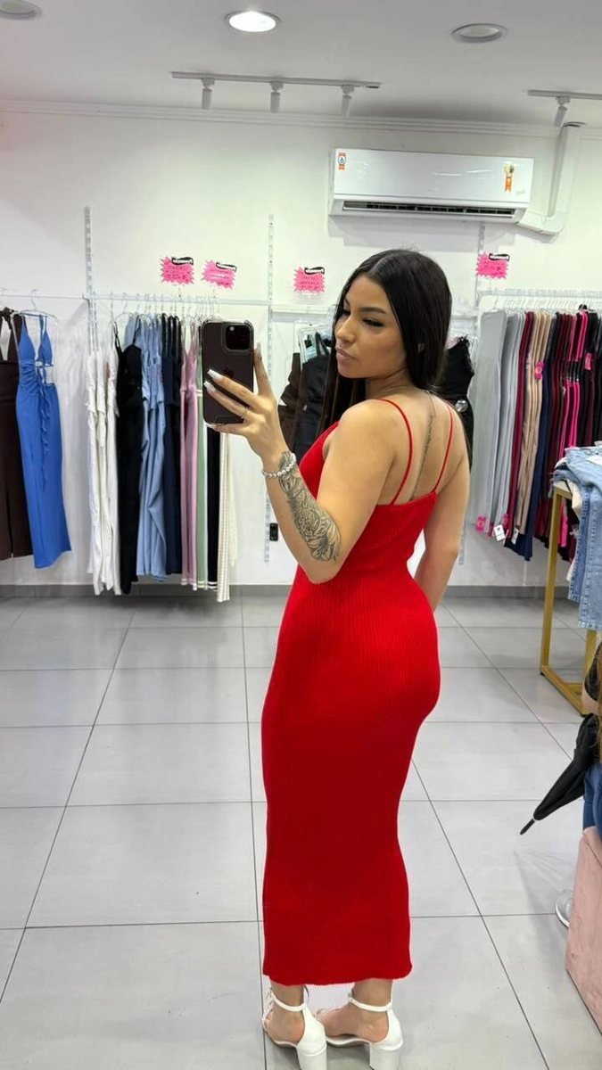 Vestido Modal Com Decote em V Com Alciha Vermelho, foto 2